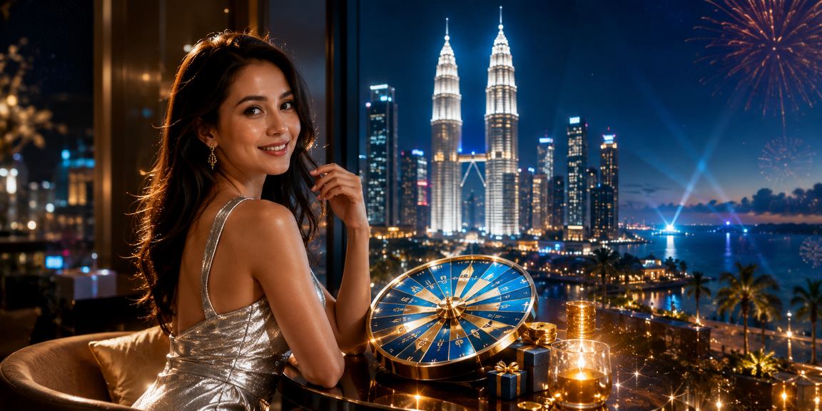 Suasana permainan kasino malam di Kuala Lumpur dengan meja kad dalam talian